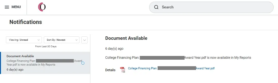 When the report is ready, a link to a pdf file will display. Click on the link to view it.
