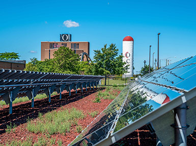 Owens Solar Panels and building campus photo