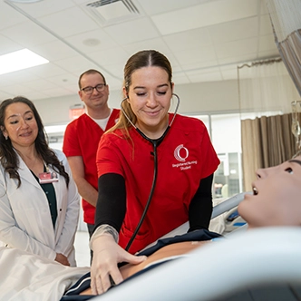 Nursing students and instructor