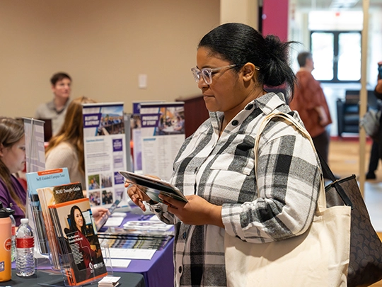 student at transfer fair